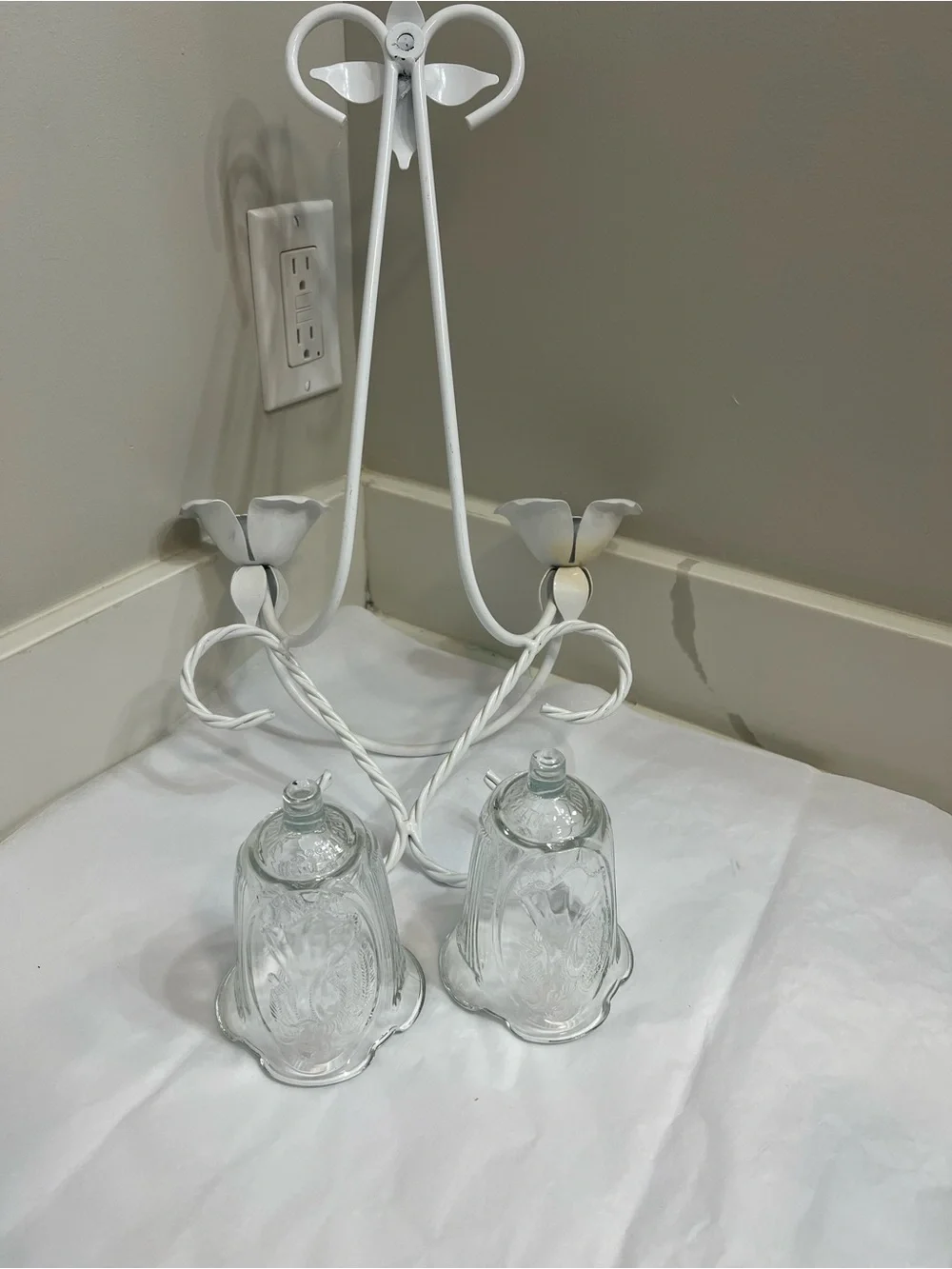 Home Interiors White Metal Double Wall Candle Holder